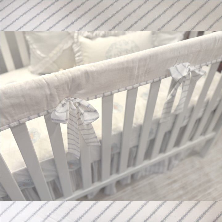 Sample Set: Blue & White Ticking Stripe Crib Ensemble