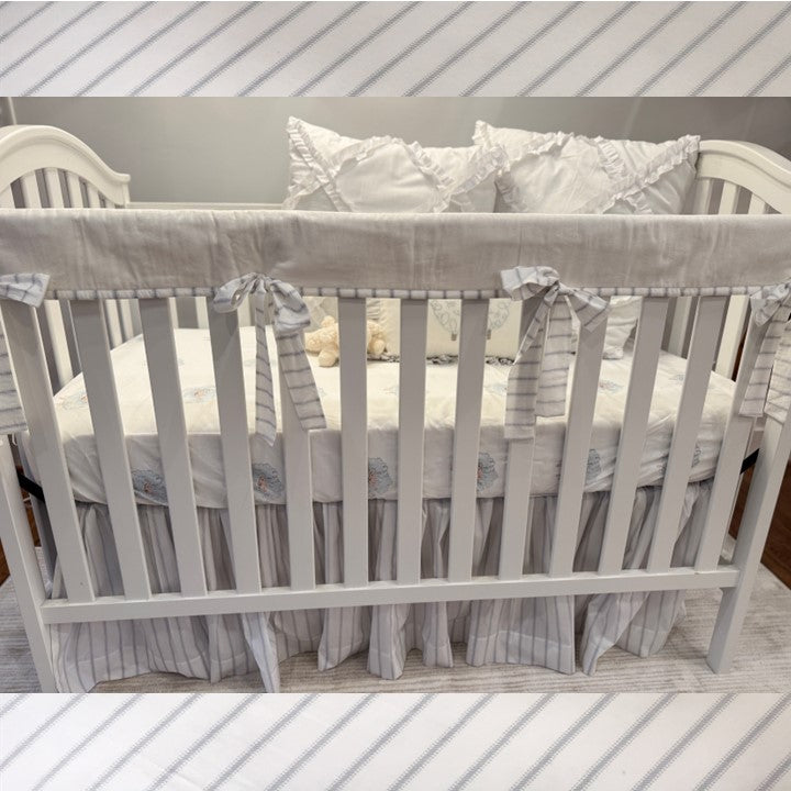 Sample Set: Blue & White Ticking Stripe Crib Ensemble