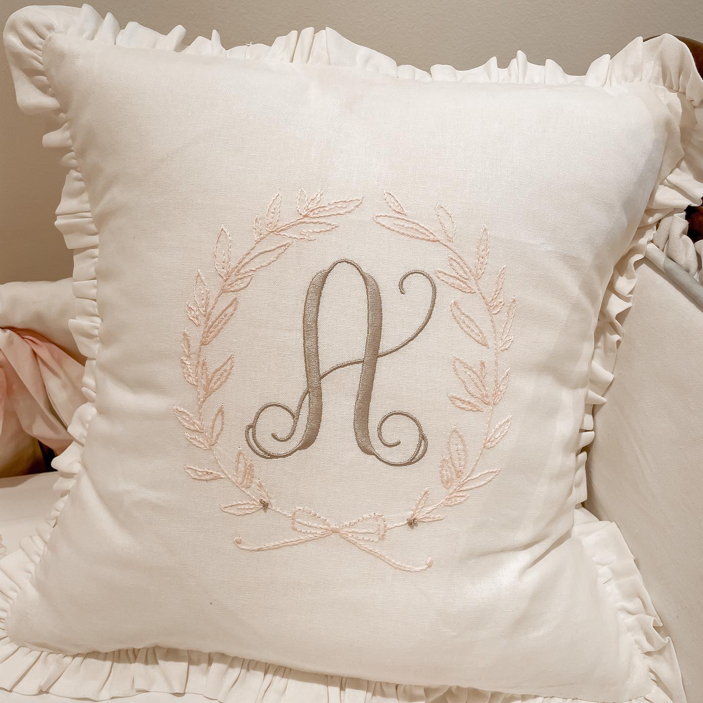 Embroidered clearance initial pillows