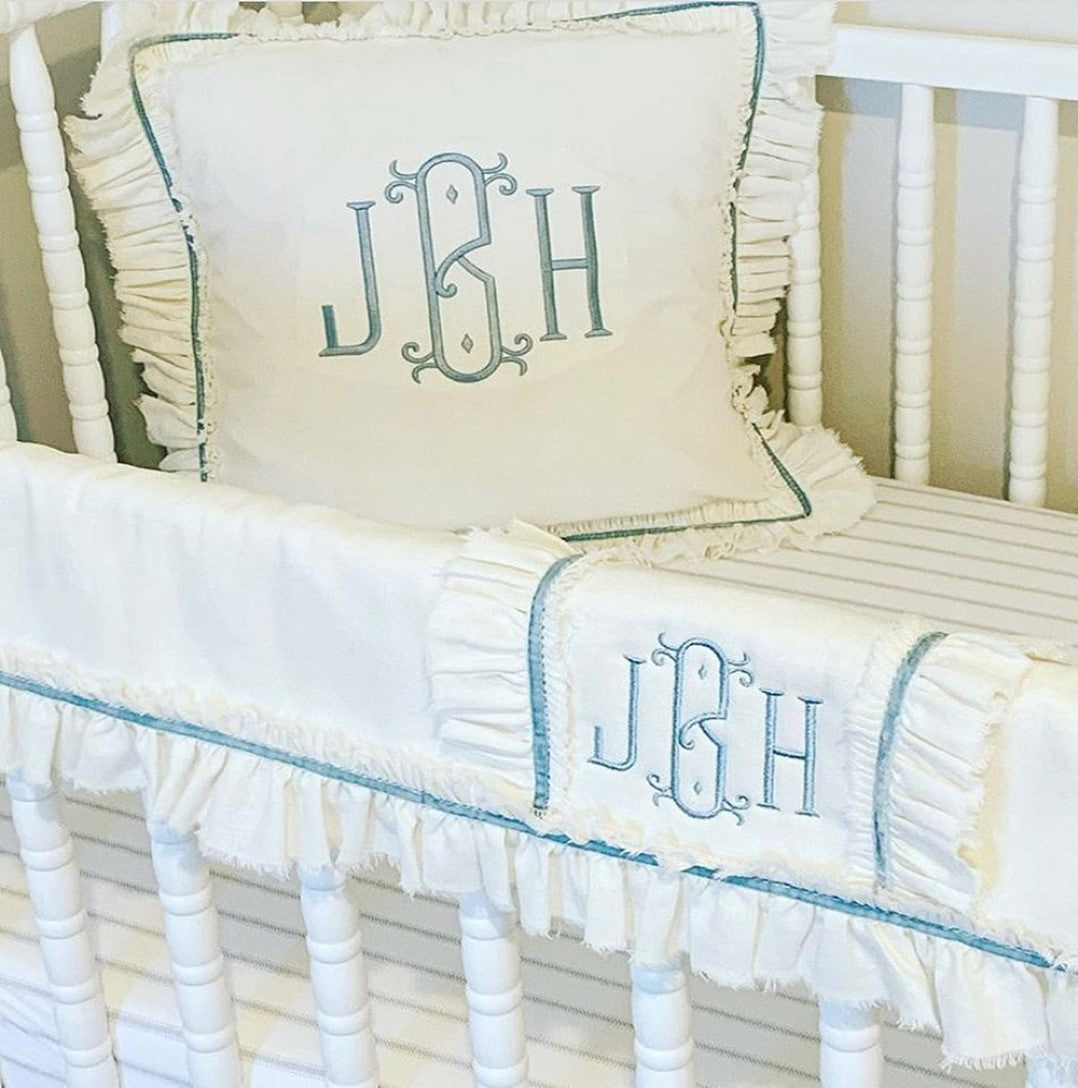 Monogrammed crib 2024 rail cover